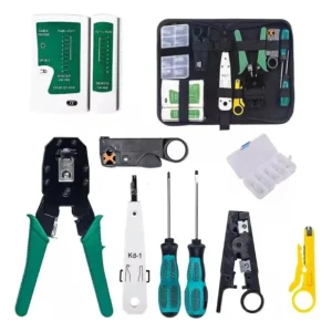 Miokee Network Tool Kit – RJ45 Crimper + Wire Stripper + Network Tester + RJ45 Connectors